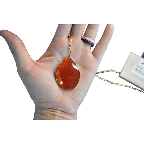 14th & Union Gold Necklace With Faceted Orange Pendant - Picture 4 of 5